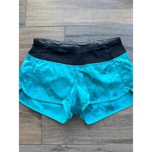 Lululemon Speed Shorts Turquoise Teal Black Running Size 4